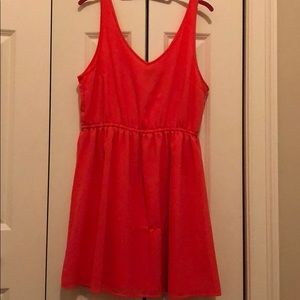 Bright pink chiffon material dress